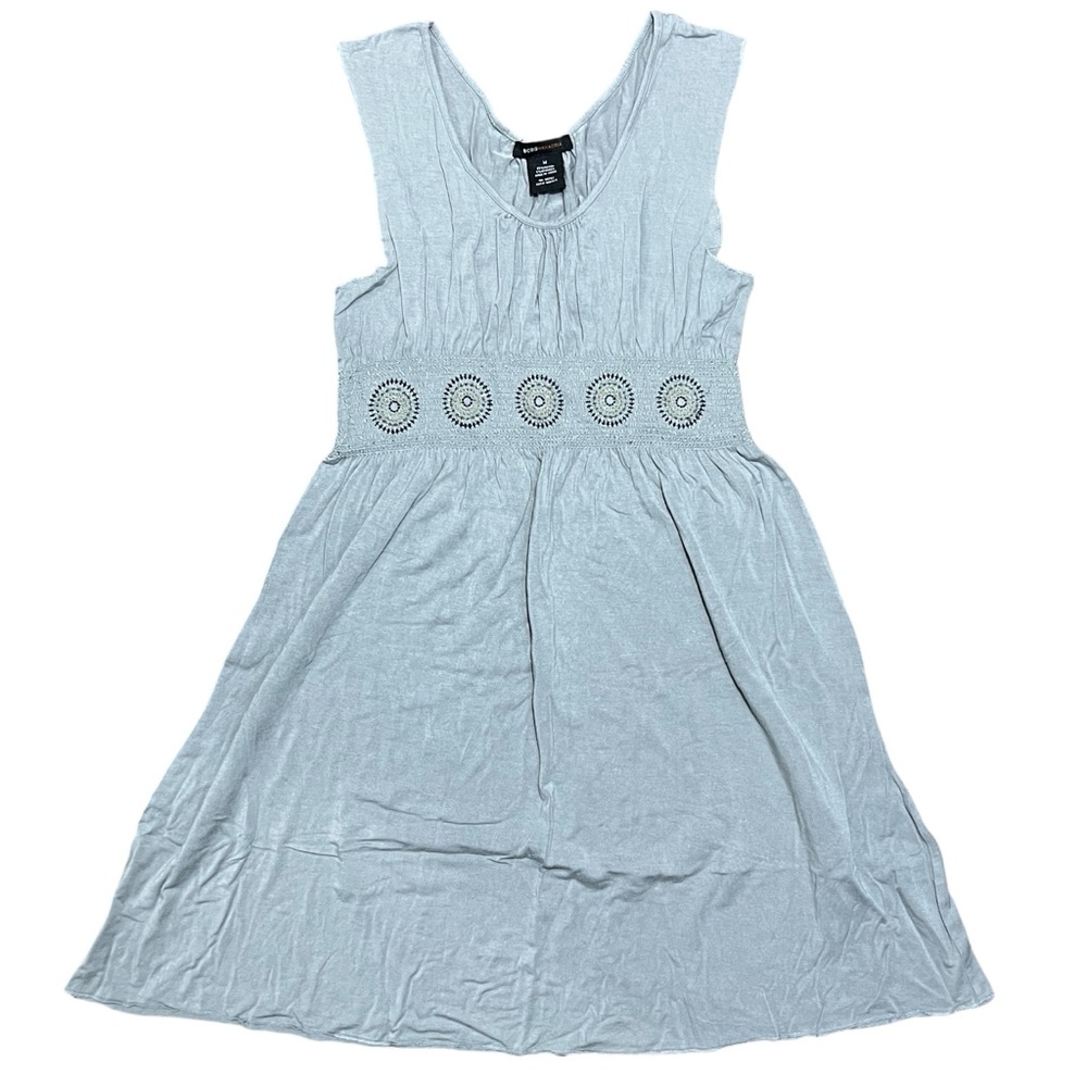 BCBGMaxazria Smocked Elastic Sparkle Waist Sleeveless Dress Gray Size Medium